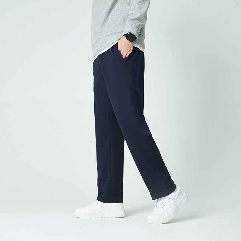 Autumn and winter pure cotton school uniform pants men's and women's solid color purplish blue high school students straight trousers light plate small school pants men
