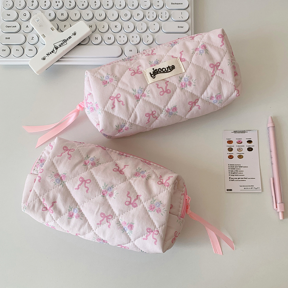 60g Weight Pencil Case Stationery Type 1 Piece Quantity Class, Learning, Graduation Occasion Cotton, Polyester Material Bow Knot Pattern Korean Style Style Bow Knot Cotton Polyester Class Learning Graduation Korean Style Pencil Case 8