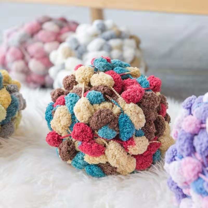 球球毛线手工diy织垫子毯子围巾线汽车凳子坐垫波波团特价批发