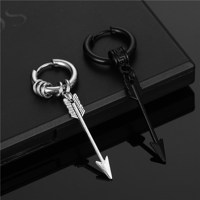 1 Piece Hip-hop Arrow Plating Titanium Steel Drop Earrings display picture 1