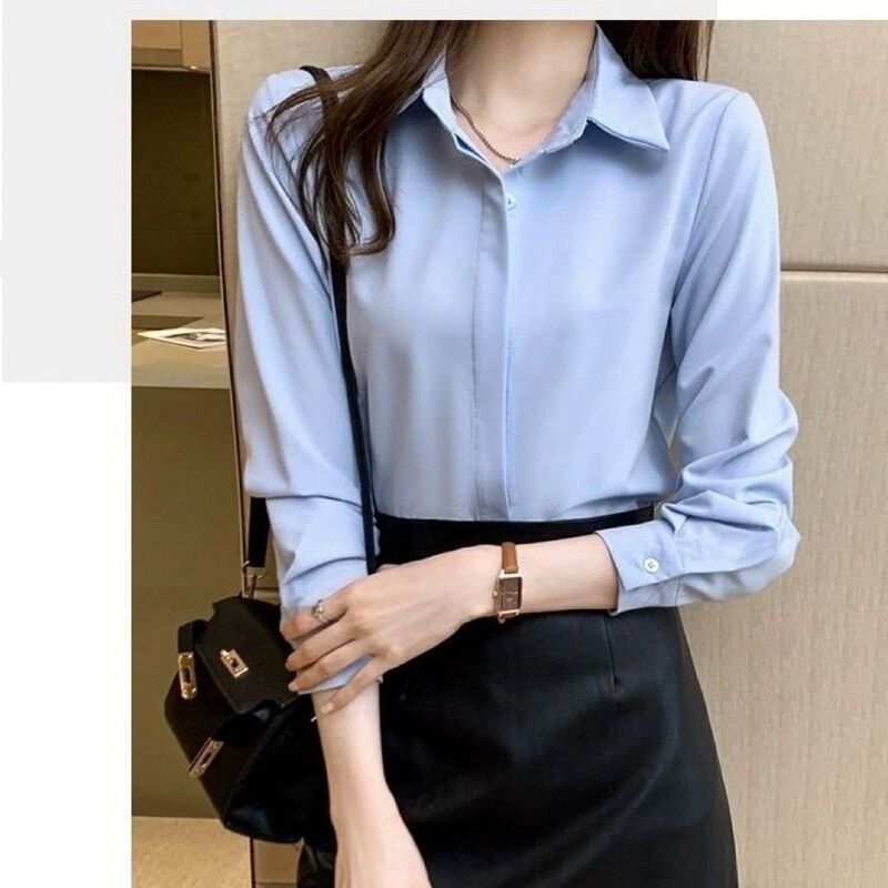 Women's Long-Sleeved Shirts, Large Size, Versatile Style, Stylish Shirts, Trendy Niche Women's Korean Style, Fashionable and Slim-Fitting