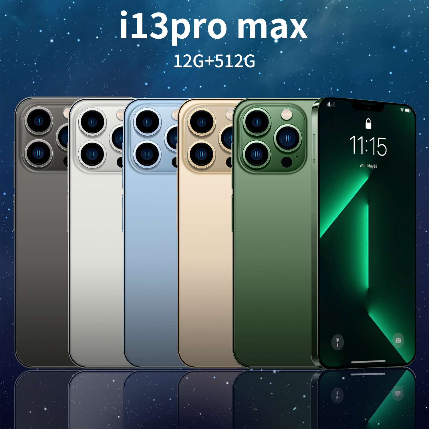 跨境手机i13 Pro MAX 新款6.8寸大屏500万像素(1+8)一体机安卓8.1