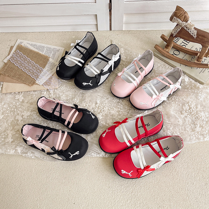 2026 Korean Version Children's Mary Jane Shallow Mouth Girls' Summer New Flat Versatile Sneakers Ballet Style German Training Shoes