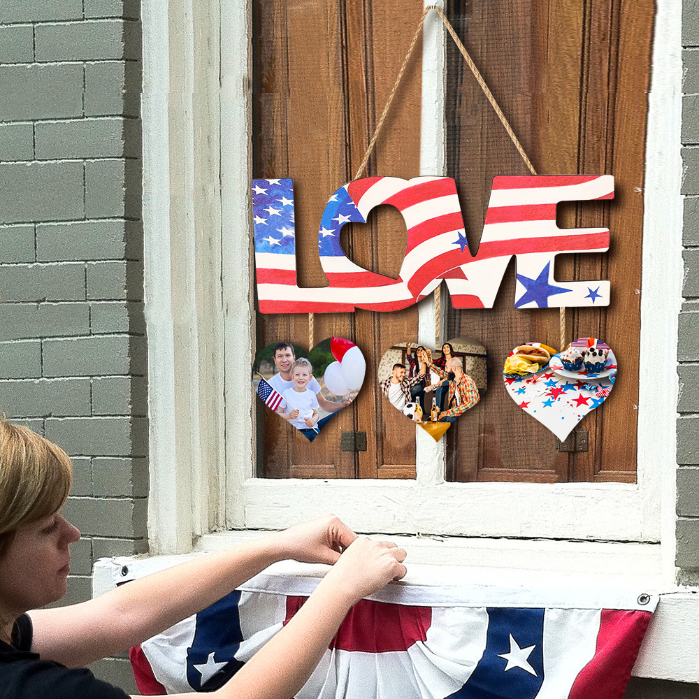 Letrero de madera del Día de la Independencia de Amazon, placa de madera con bandera estadounidense, decoración para fiestas americanas, letrero de bienvenida vintage para puerta, decoración colgante
