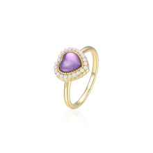 爱心紫色天然水晶欧美手饰高级感独特精致小众设计气质少女感戒指