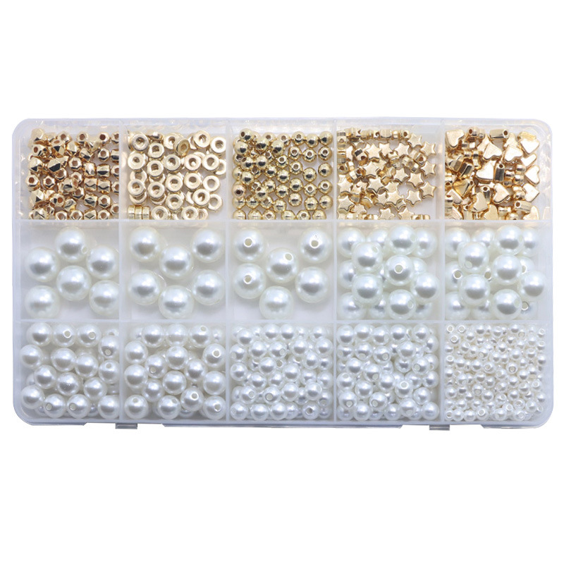 Amazon Venta caliente 770 DIY pulsera collar espaciador perlas agujero ABS imitación perla suelta caja traje