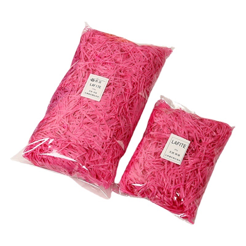 メーカー卸売マルチグラム細断紙ウェディング キャンディ ボックスつや消しわら紙ストリップ ギフト ボックス充填バッチ ラフィア