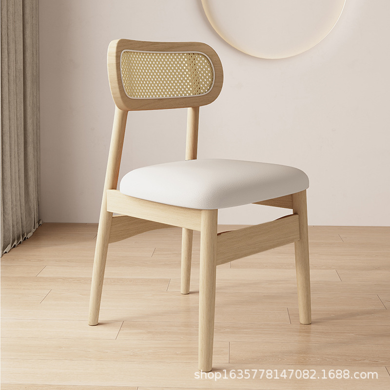 Sillas de madera sólida de caña de caña de mesa de comedor nórdico retro respaldo taburetes de caña simple y moderno hotel