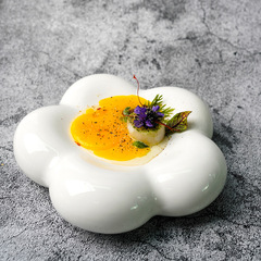 Minimalist modern Ins cute fluffy high-quality cloud flower plate Nordic ceramic plate dessert cake plate