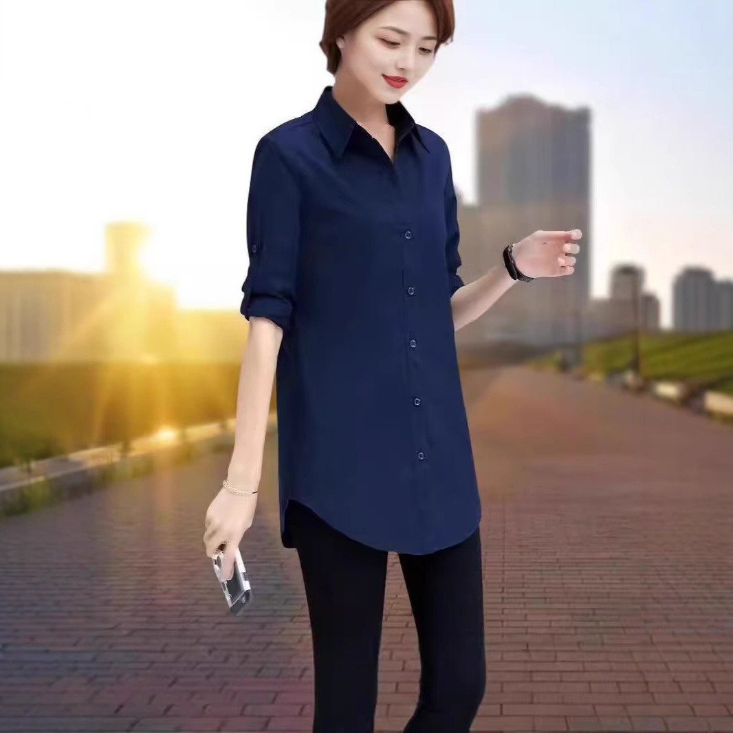 [폭발] 한국 기질 카디건 긴팔 옷깃 헐렁한 여성 셔츠 긴셔츠 치마 조커