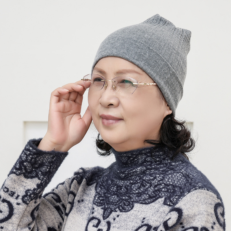 Autumn and Winter thickened middle-aged and elderly hat men and women winter warm stretch free size winter warm thickened lazy hat