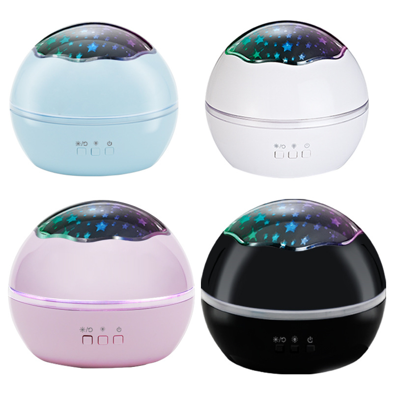 Lámpara pequeña de cielo estrellado con estrellas giratorias de colores y proyección de luna, luz nocturna LED esférica para bebés, ideal para las fiestas.