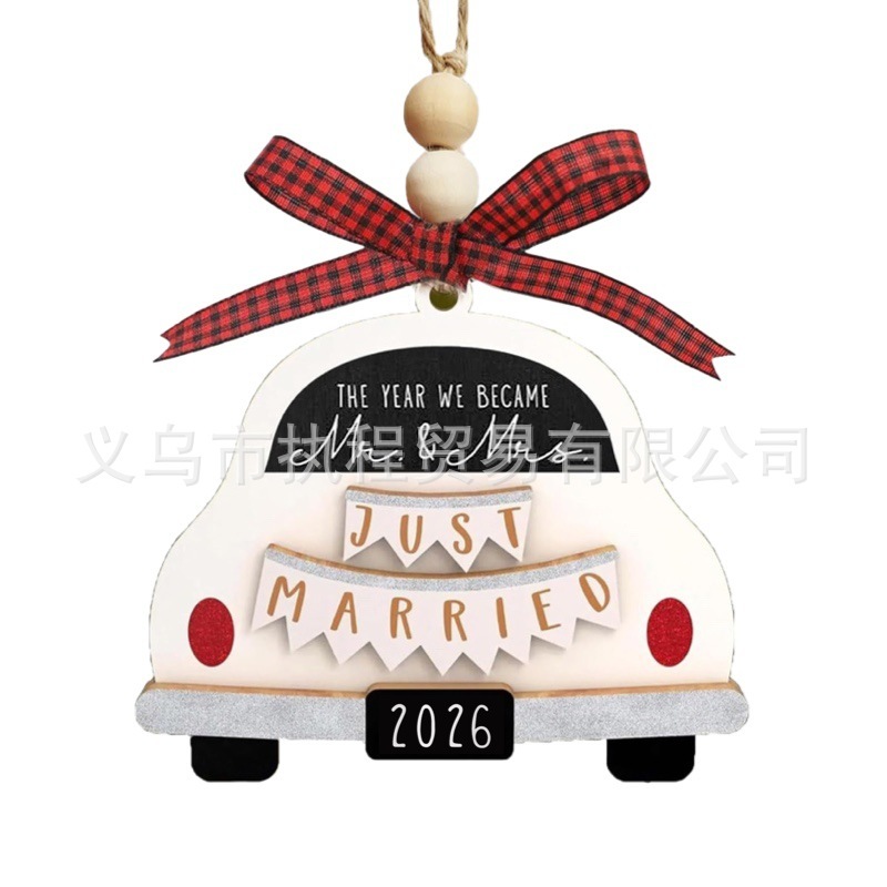 跨境热销双层木质婚礼车挂饰MrMrs饰品-and情侣圣诞婚礼趣味礼物|undefined