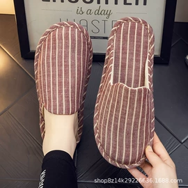 皮质拖鞋;布艺拖鞋;亚麻拖鞋