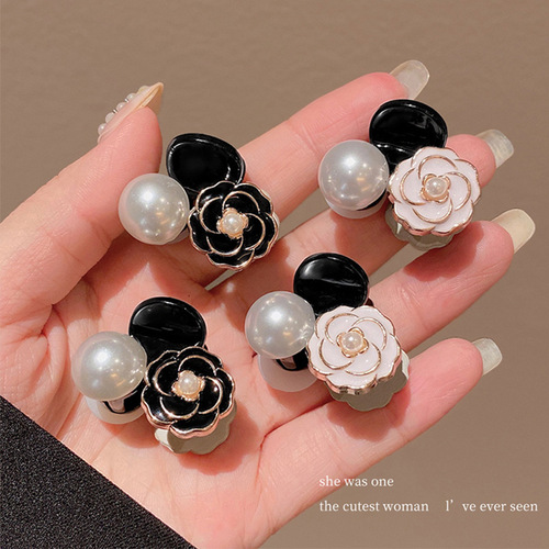  New Retro Camellia Pearl Mini Small Clip Female Bangs Broken Hair Clip Princess Hair Card Headgear