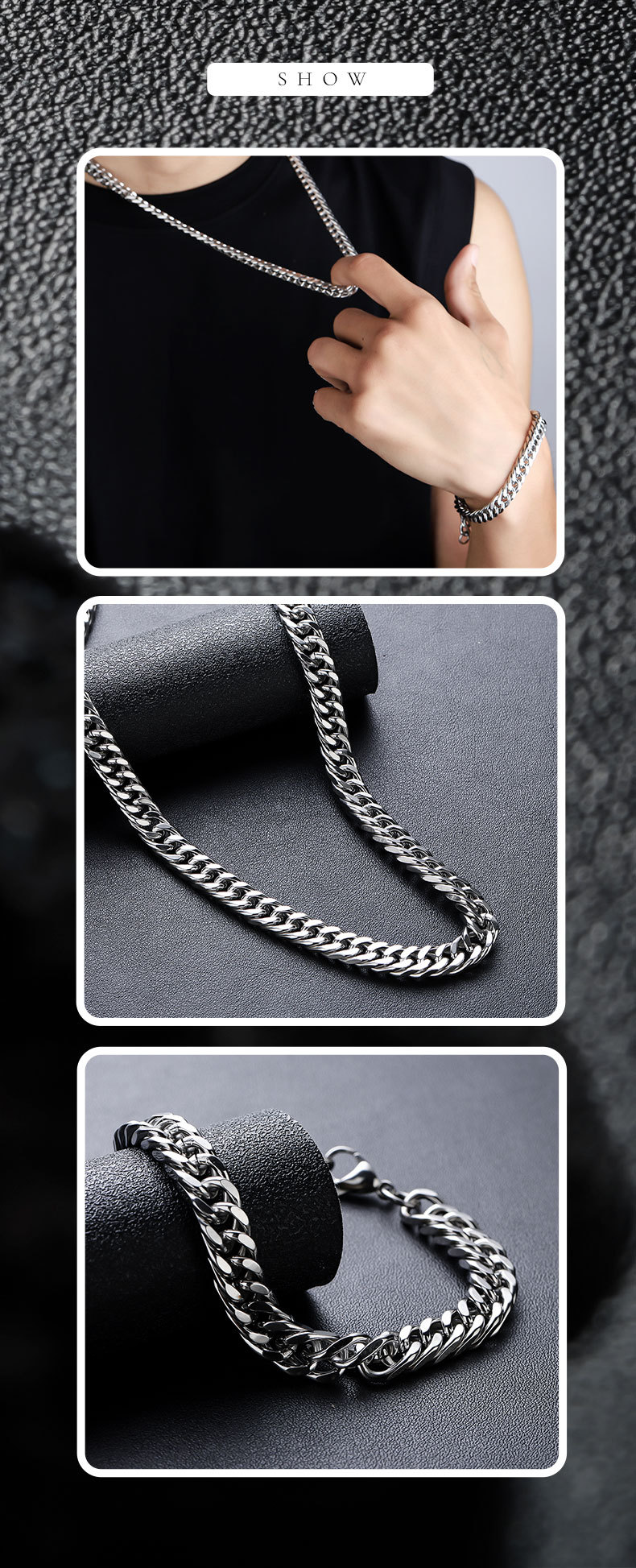 1 Piece Quantity Holiday, Daily, Selfie Occasion Titanium Steel Material Geometric Pattern Personality Titanium Steel Geometric Cuban Link Chain Curb Chain Men's Chain Necklaces
