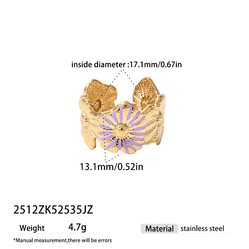 TENA Europa y los Estados Unidos acero inoxidable transfronterizo margarita estilo francés lujo ligero de alto nivel sensación anillo de anillo de mano femenina lote de joyas de mano
