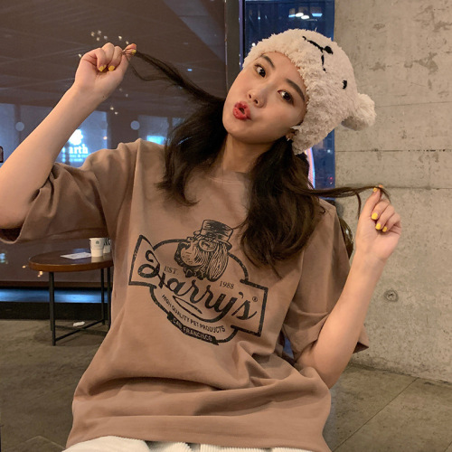 6535 cotton Korean style summer loose short-sleeved T-shirt female students large size tops women's bottoming shirts women's clothing wholesale