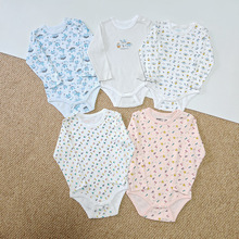 外贸春秋季0-18M新生婴儿衣服男女宝宝三角包屁衣长袖爬服纯棉