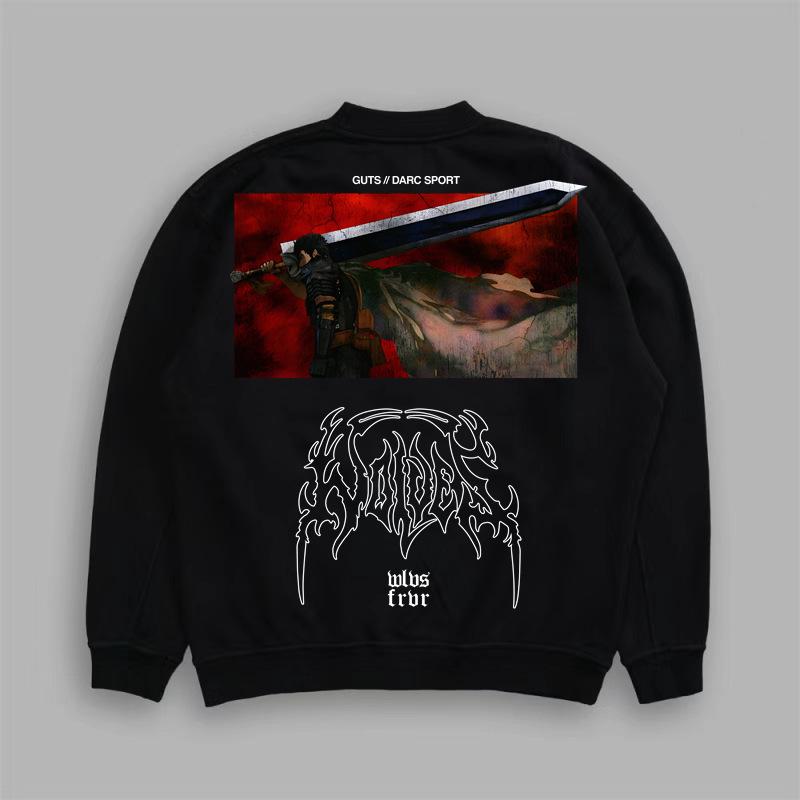 Darc Sport Wolf Head Winter Sports Fitness Crew Neck Sweatshirt Skull Letter Print Top Winter Base Shirt
