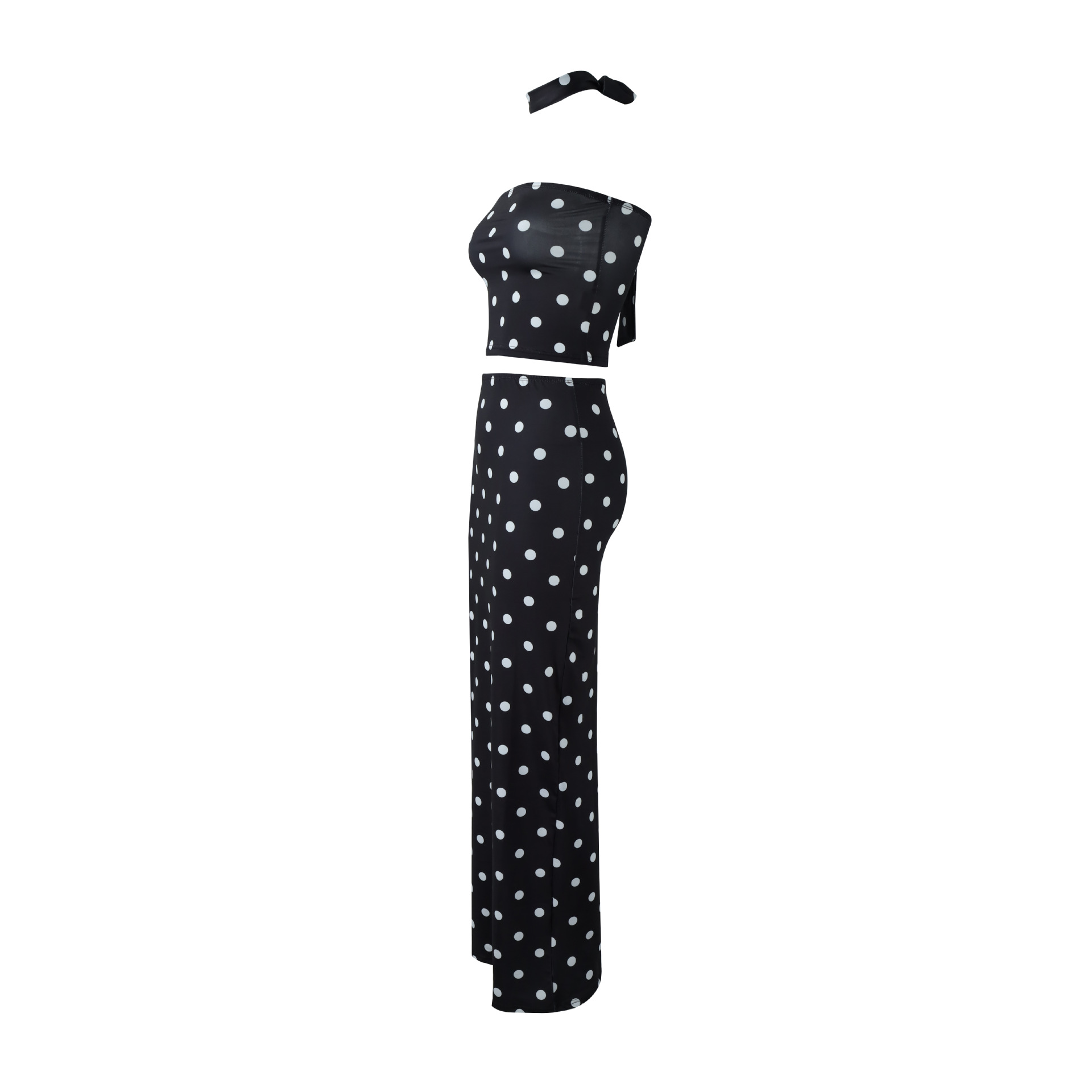 2025 Summer New European American Style Elegant Polka Dot Print Crop And Tank Top Two-Piece Set_ecoleips.com