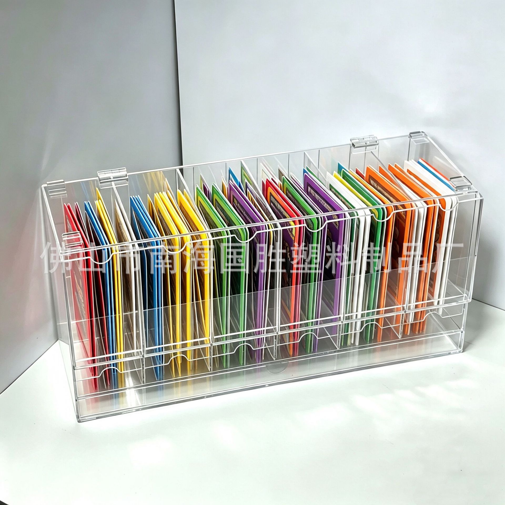 Acrylic storage box with lid, TCG booster pack sports card storage box, Pokémon card organizer and dispenser