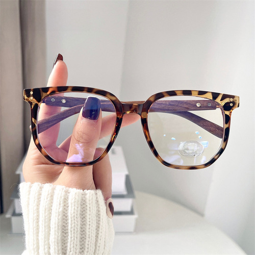 30128 New TR Wood Grain Temple Fashionable Internet Celebrity Anti-Blue Light Glasses Retro Transparent Eyeglass Frame Plain Glasses
