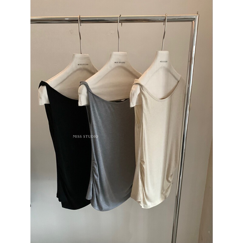 [Miss Genuine Store] Korean Style Simple and Comfortable Twisted Shoulder Strap Design Tencel Shirt 88992