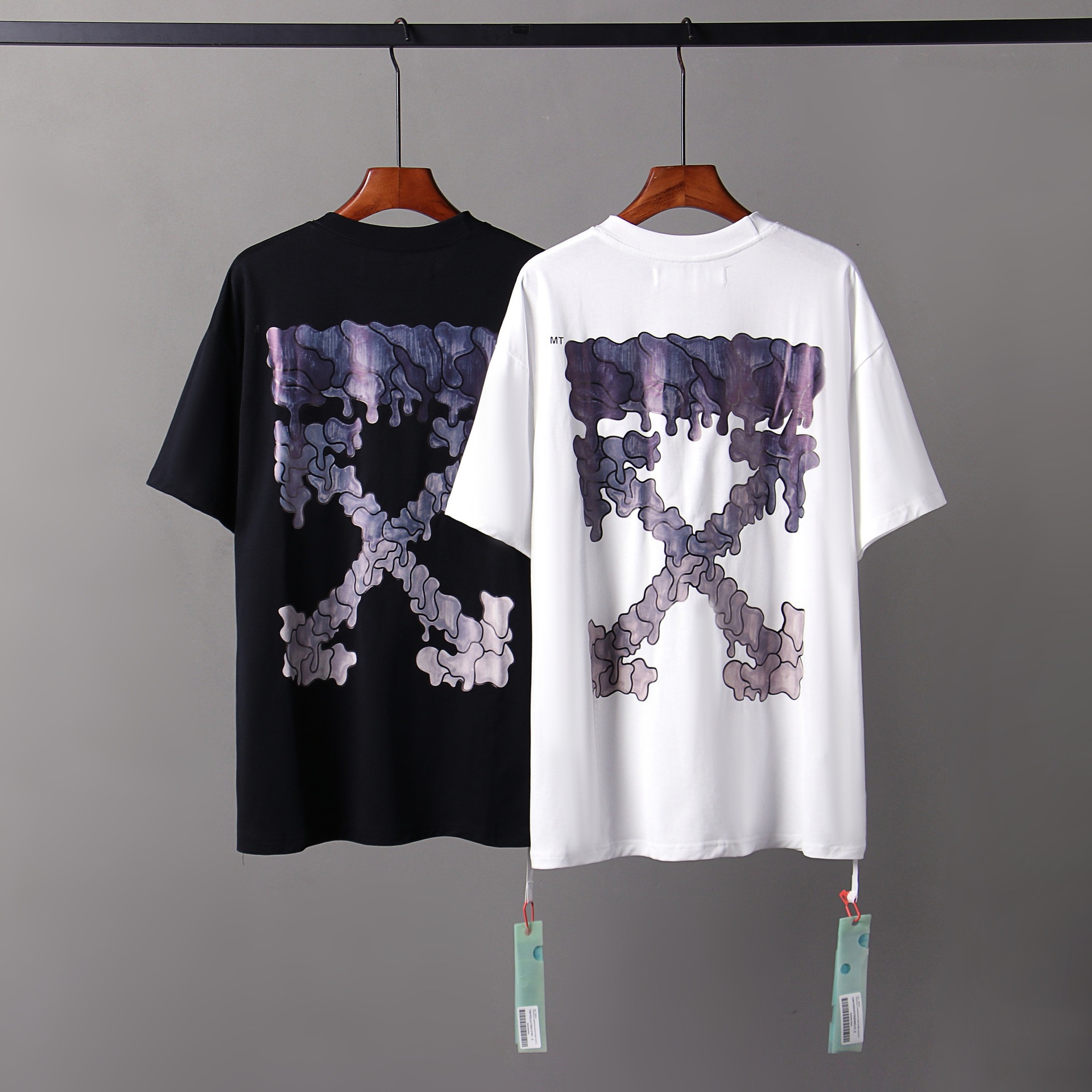 高品纯原版本2023 SS off现款水滴灰色溶解箭头男女短袖一件代