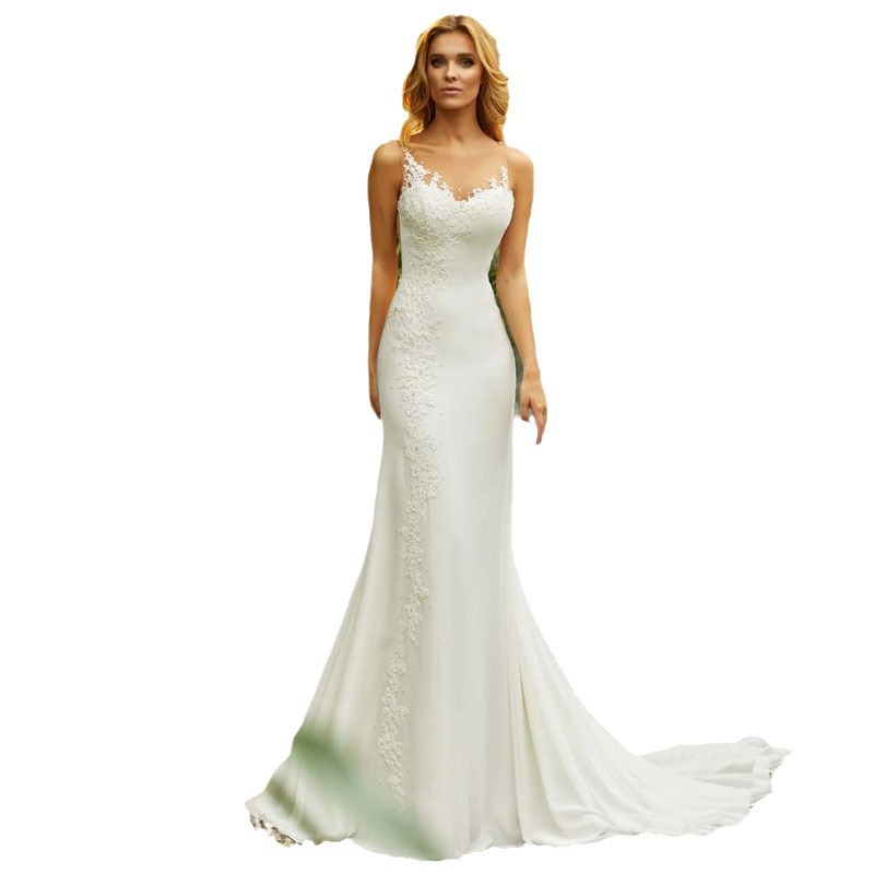 Comercio exterior Vestido de novia europeo y americano de las mujeres 2024 Nuevo encaje más tamaño moda retro cuello redondo sexy pequeño vestido de novia nupcial