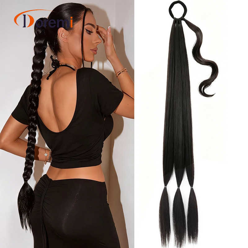 Cross-border European and American wig ponytail Ponytail can be woven braided straight hair distributed winding style various shapes