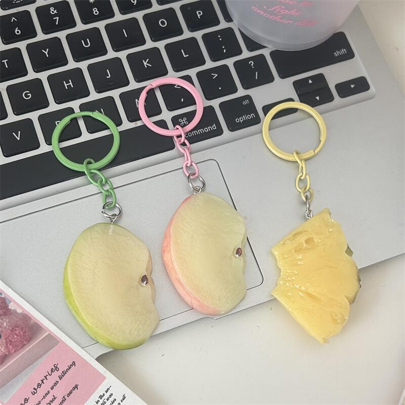 Hot Green Apple Keychain Pendant Cute Fun Student Funny Small Gift Simulation Pineapple Bag Decoration