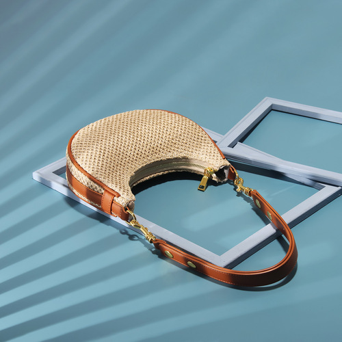 Summer New Model Grass Moon Bag  Korean Style Versatile Single Shoulder Underarm Bag for Women, Unique Crossbody Bag, Drop Ship One Piece
