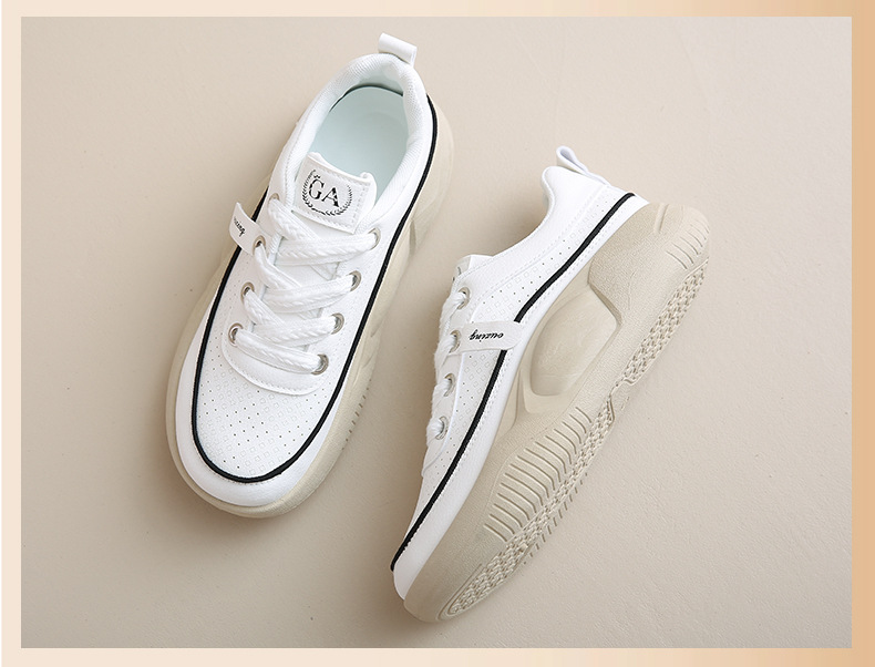 Atmungsaktive Damen Freizeitschuhe Mit Dicker Sohle Weiß_voghion.com