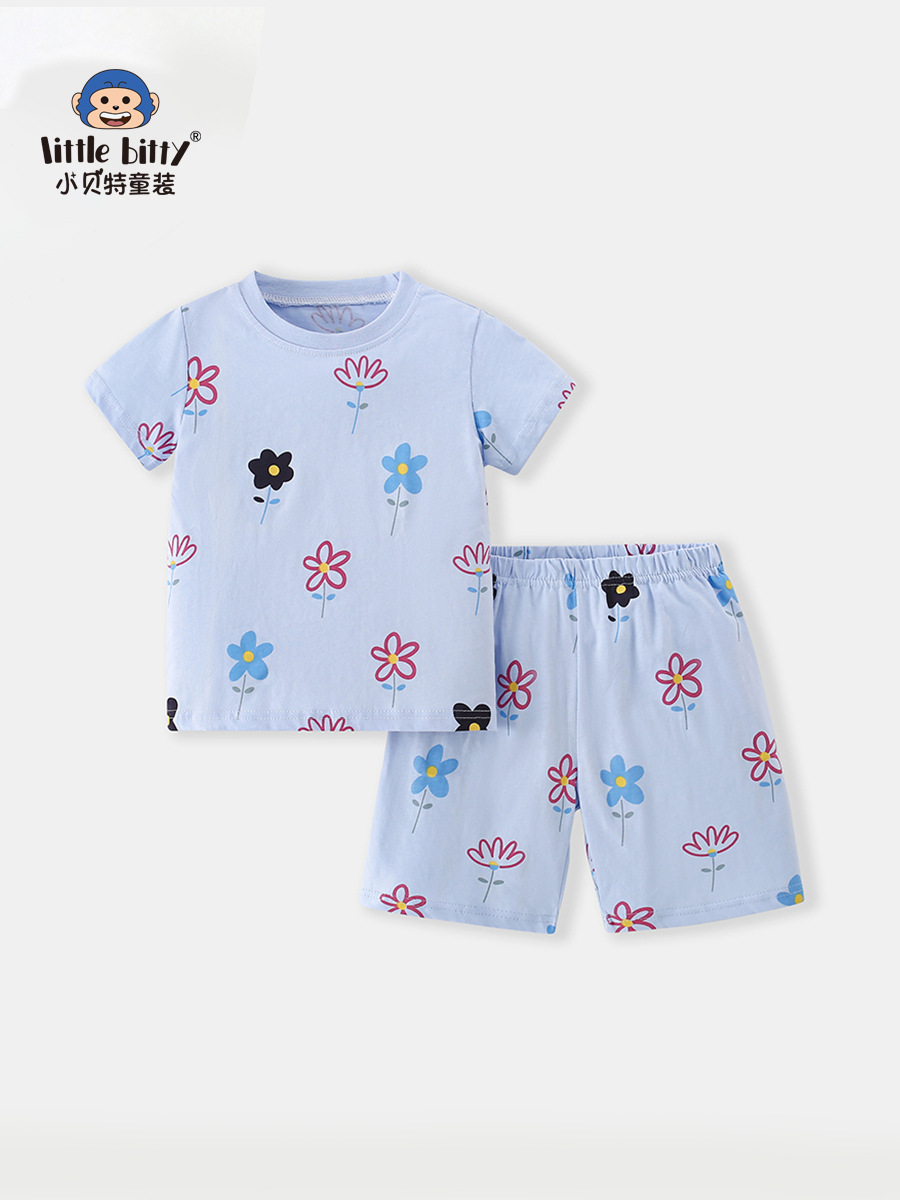 2025 verano niños manga corta pantalones cortos set flores lindas casuales dos piezas set de ropa para niños