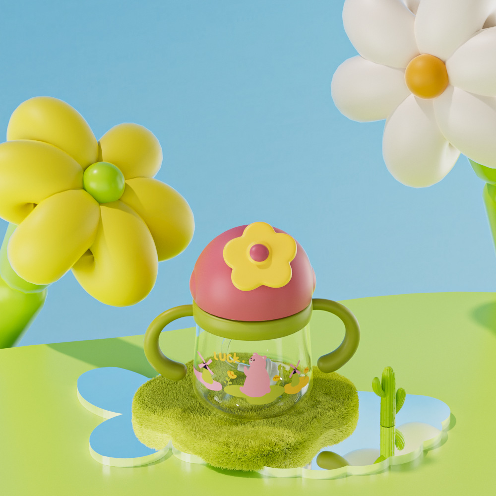 Toukie taza para beber para bebés tritan taza para niños a prueba de fugas y caídas para bebés taza de paja de jardín de infantes en stock