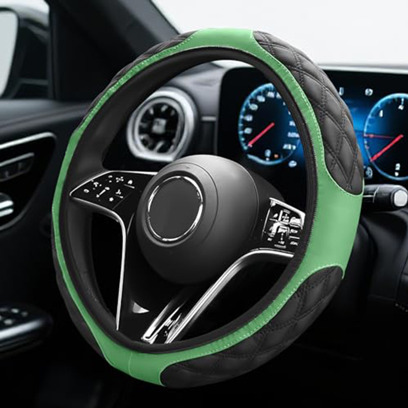 Car Steering Wheel Cover with Quilted Embroidery and Leather Stitching, No Inner Ring, Suitable for All Seasons, Cross-Border Hot-Selling Car Interior Accessories Wholesale