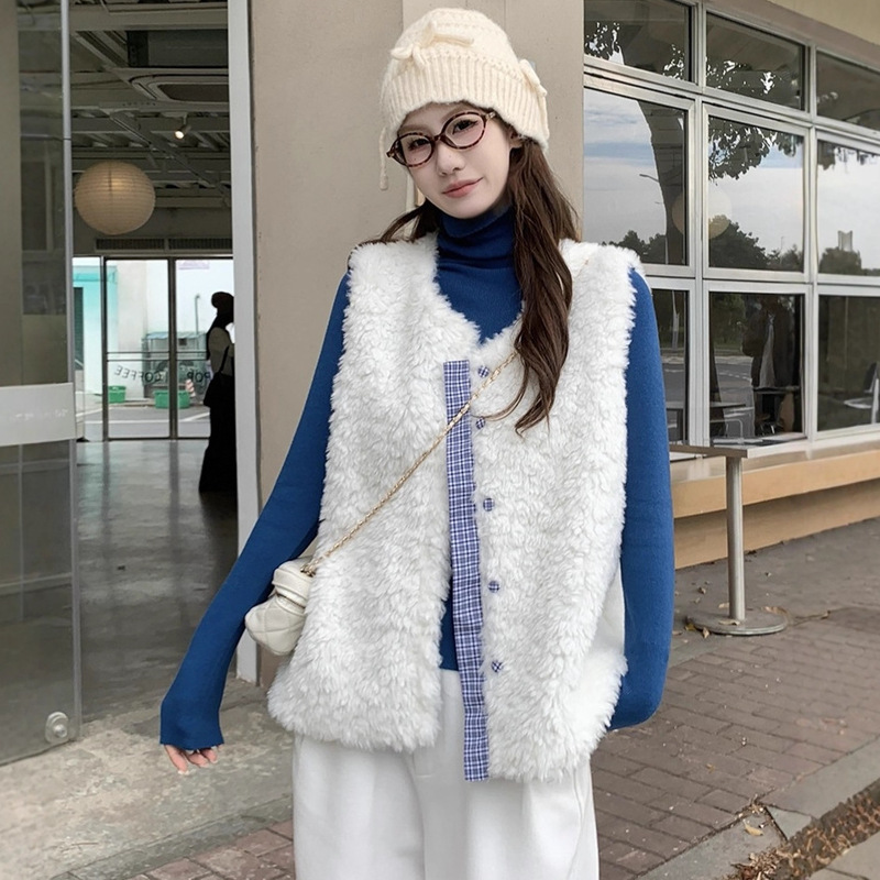 High-End Cashmere Vest for Women in Autumn and Winter, Polar Fleece Outer Wear, Very Beautiful Early Autumn Sleeveless Top