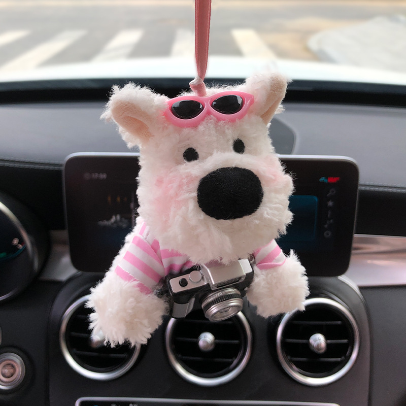Lindo colgante de coche de West Highland garabateado cachorro amor felpa colgante de coche muñeca muñeca regalo de cumpleaños mujer