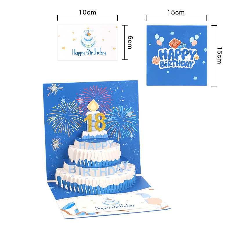 誕生日ケーキ音楽カラーライト3d立体グリーティングカード創意礼花効果有声カード|undefined
