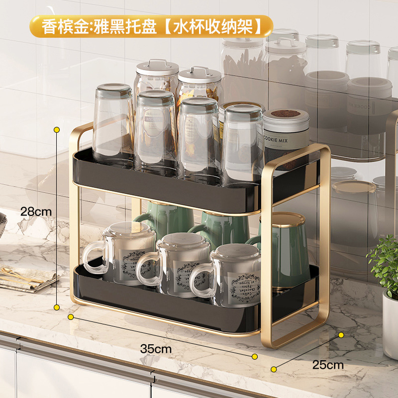 ガラス製ティーカップやコーヒーカップを乾燥させるためのウォーターカップ収納ラック、家庭用デスクトップ二層トレイ、ウォーターカップ収納と排水ラック|undefined
