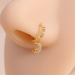New Popular European and American Star Moon Micro Pendant Nose Ring Body Piercing Jewelry