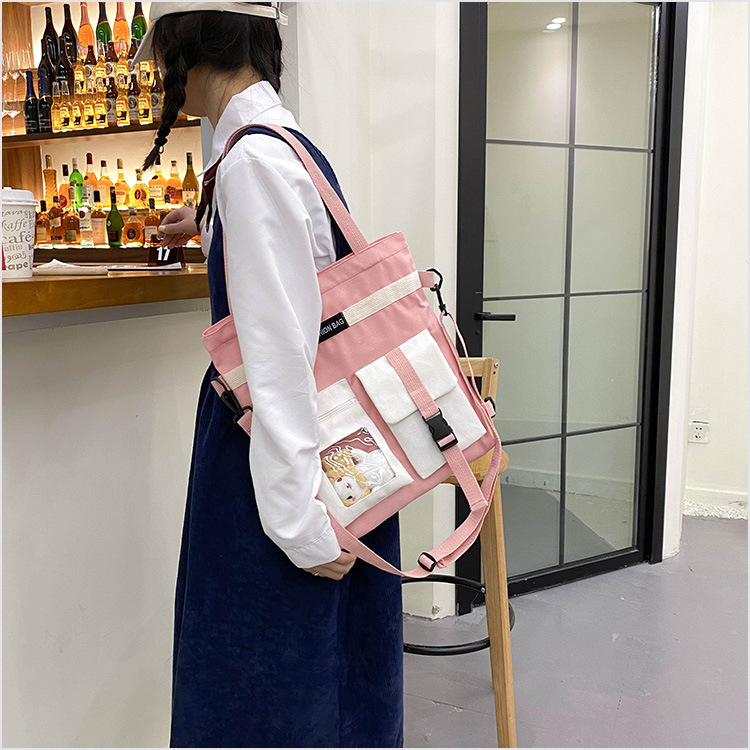 Factory wholesale 2021 new Korean-style canvas handbags, large-capacity multi-functional student cloth bags, four-use bags undefined