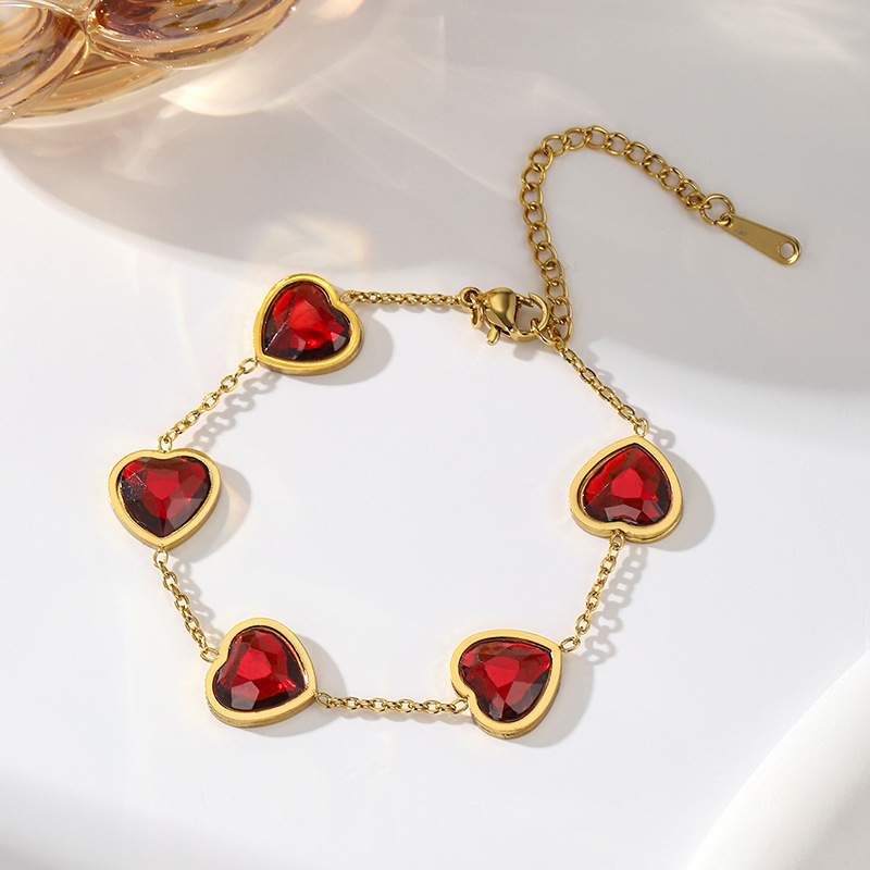 Bracciale a cuore in acciaio inossidabile con zircone e titanio_voghion.com