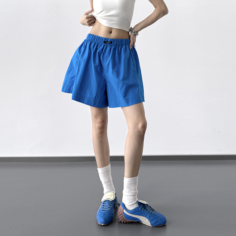 Blue Shorts for Women 2025 New Summer High A-Line Slimming Look Tall Hot Pants Wide-Leg Casual Quick-Drying Pants