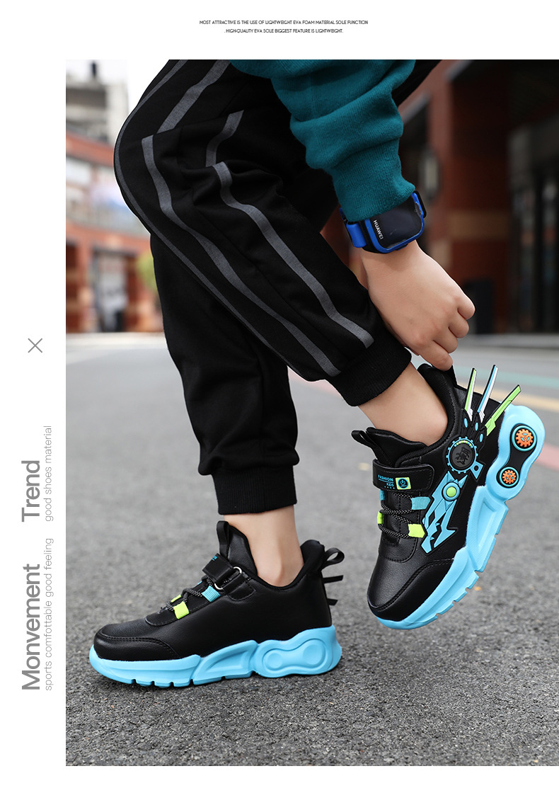 Spring And Autumn New Children's Leather Sports Casual Shoes Cartoon Mech Trend Student Shoes display picture 21