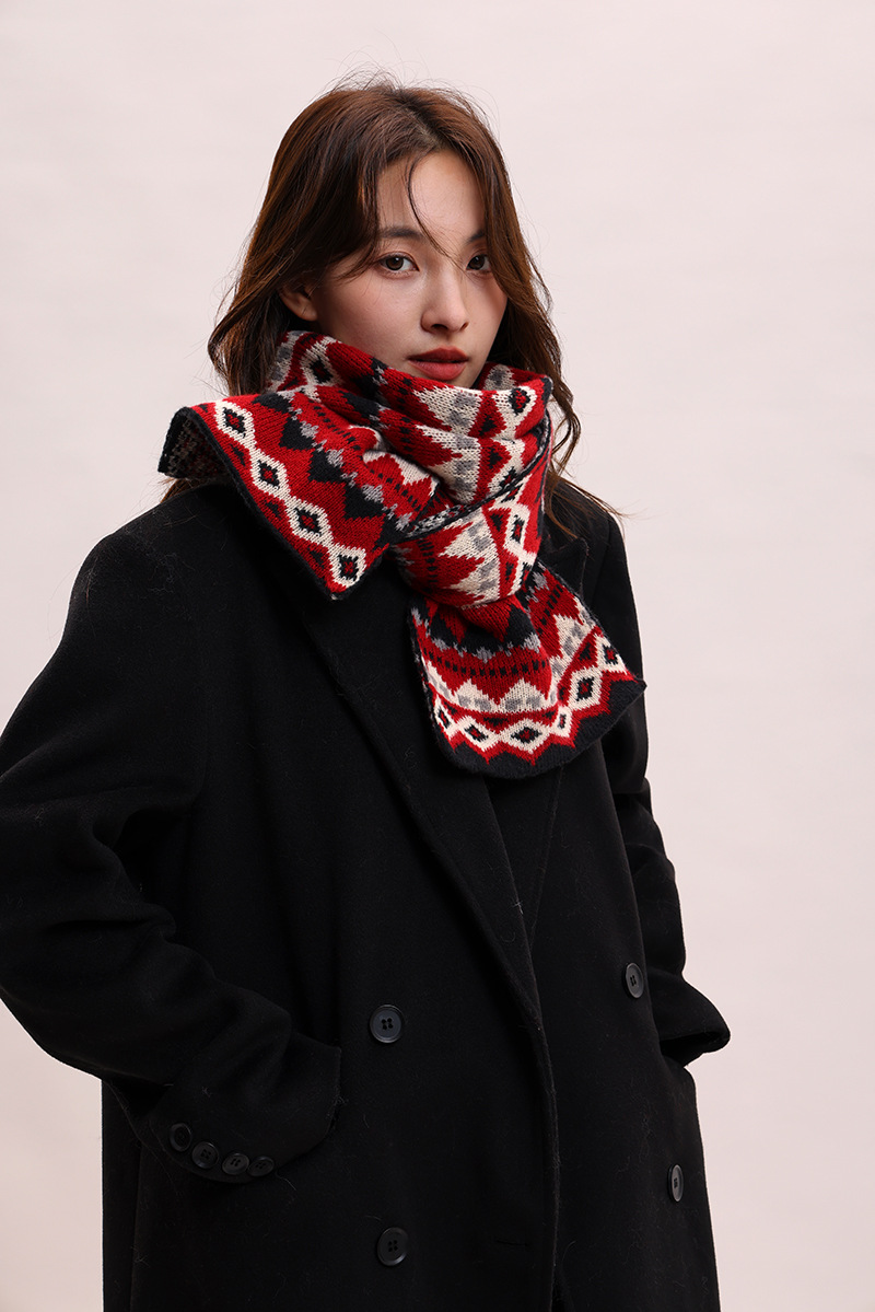 Jacquard Herbst Winter, koreanische Version und Hut, zweiteiliges Set, Schal für Frauen, vielseitig, Studentin, Paar, warmer Schal_voghion.com