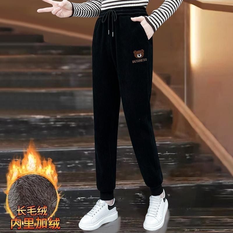 秋の女性用ゆったり着痩せ効果のあるハイウエストストレートパンツ、冬のカジュアルハーレムパンツ、キャロットパンツ、コーデュロイパンツ|undefined