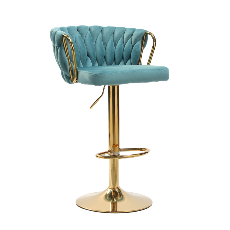 Beiyao Changqing nuevo estilo gris tejido simple nórdico elevador giratorio silla alta dorada barra de lujo ligera silla cómoda