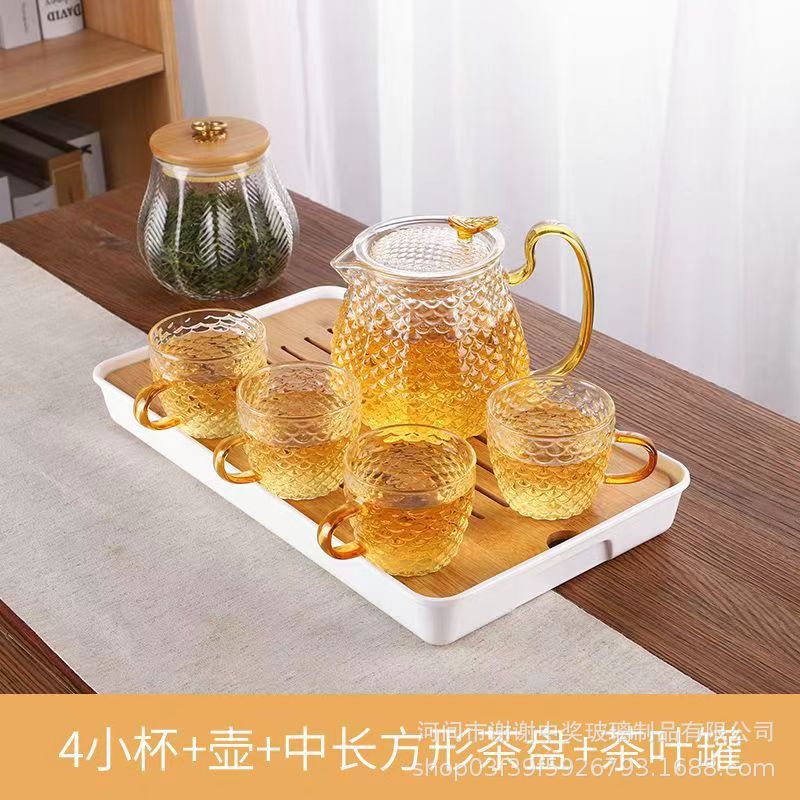 1 포트 4 컵 + 중간 트레이 + 차 포트